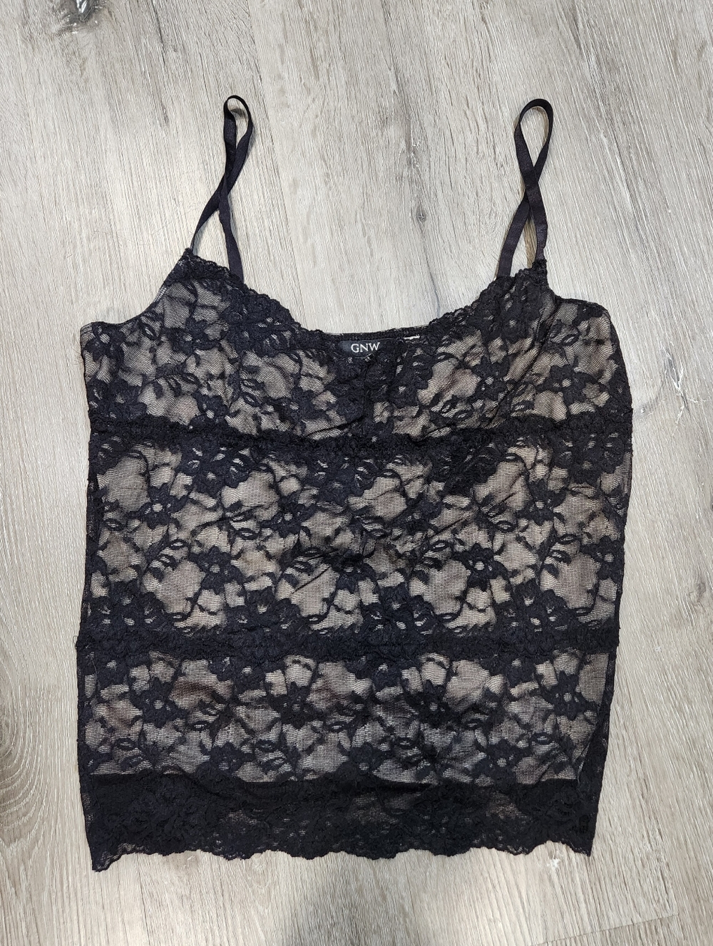 GNW Sheer Black Lace Camisole Size L